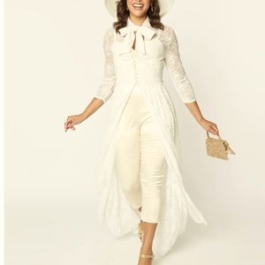 Unique Vintage Ivory Floral Lace Tallullah Duster XL  NWT